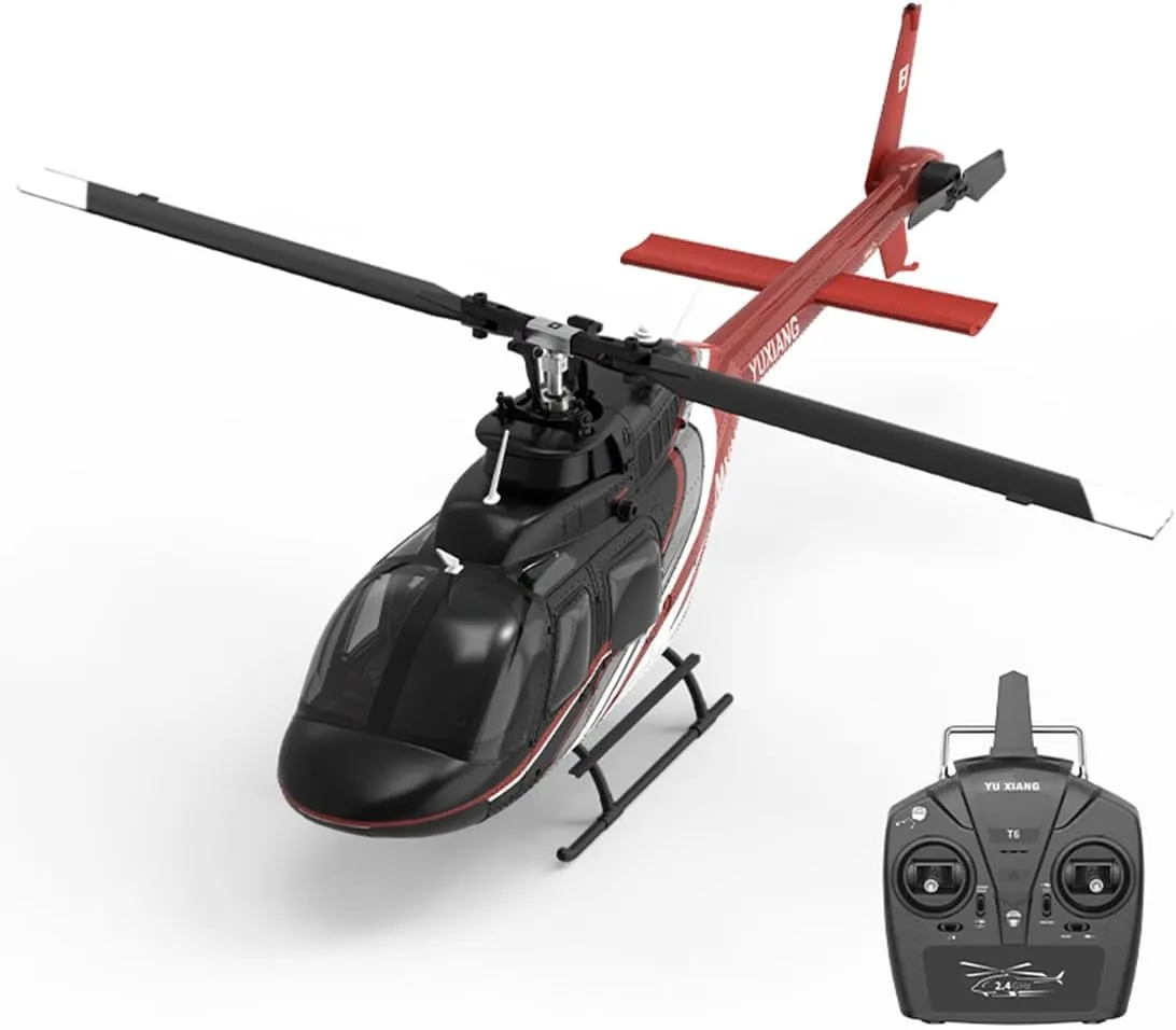 RC Helicopters for Adults, F08 1/27 Scale Bell 206 2.4G 6CH Brushless Direct-Drive 3D/6G Flybarless RC Helicopter Model with Optical Flow Positioning (RTF Version/Mode1/Mode2)