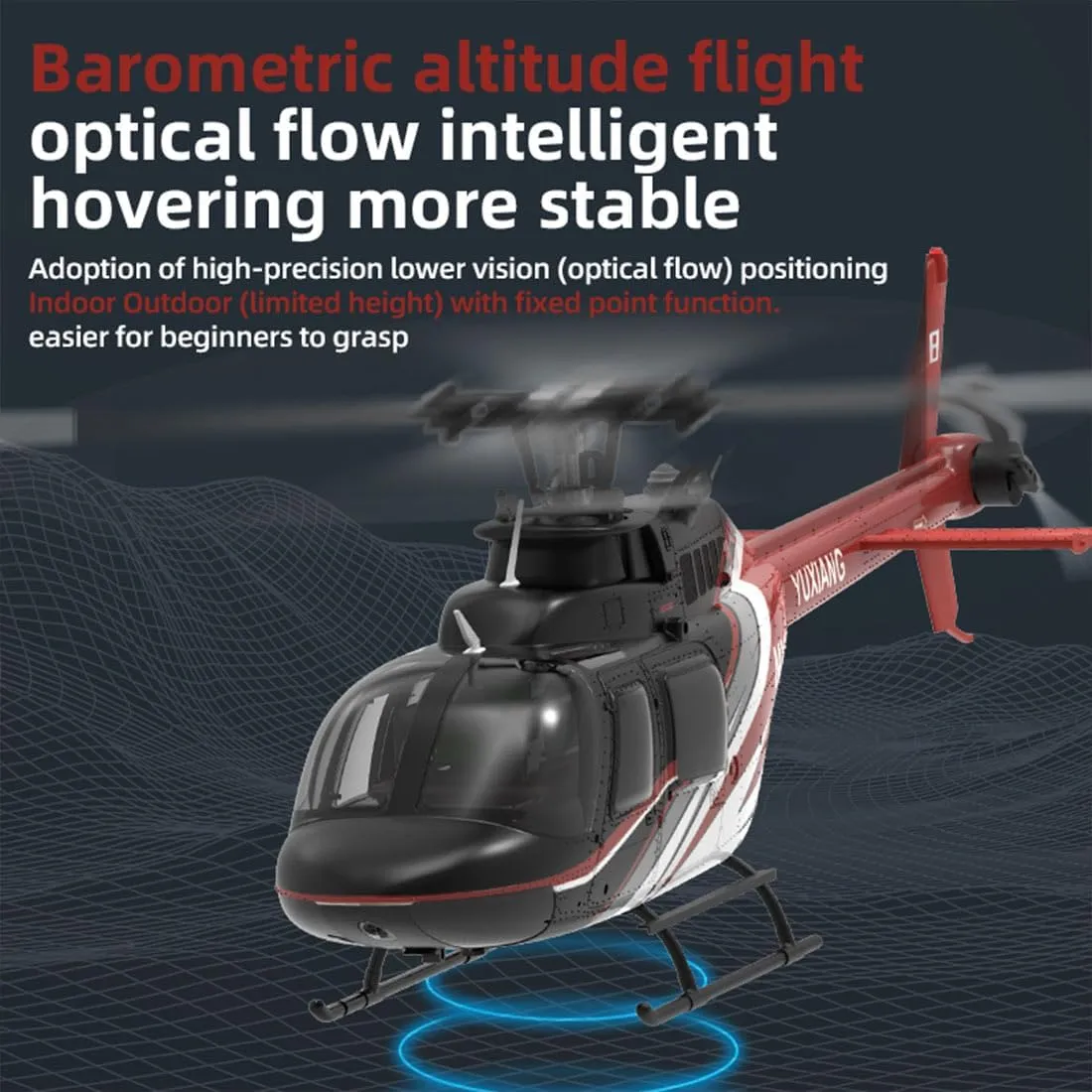 RC Helicopters for Adults, F08 1/27 Scale Bell 206 2.4G 6CH Brushless Direct-Drive 3D/6G Flybarless RC Helicopter Model with Optical Flow Positioning (RTF Version/Mode1/Mode2)