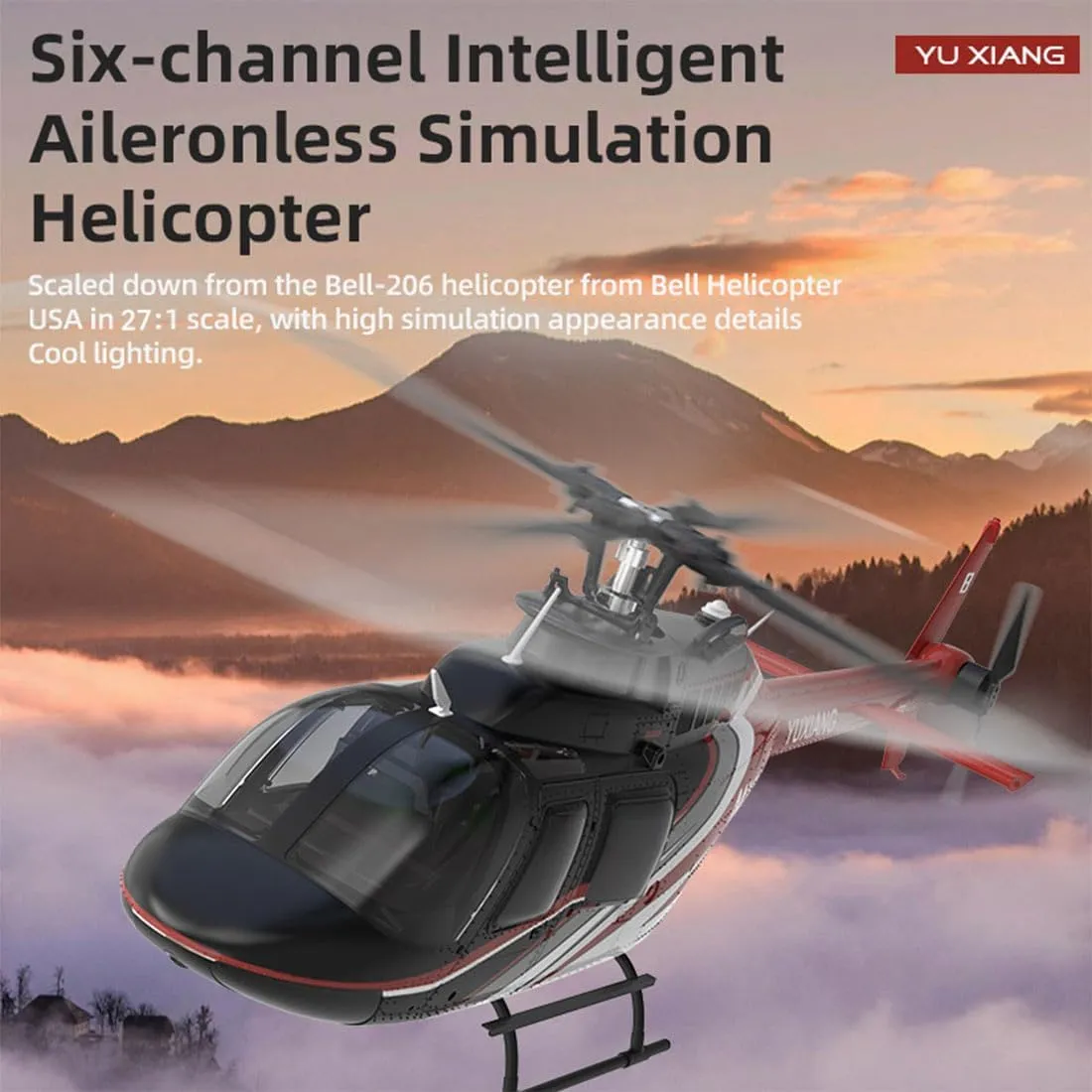 RC Helicopters for Adults, F08 1/27 Scale Bell 206 2.4G 6CH Brushless Direct-Drive 3D/6G Flybarless RC Helicopter Model with Optical Flow Positioning (RTF Version/Mode1/Mode2)