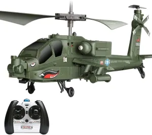 RC Plane Toy 3.5 Channel Apache Helicopter One-Key Take-Off and Landing RC Airplane Intelligent Fixed Height Drone RC Aircraft with Gyro Stabilizer Gifts for Children