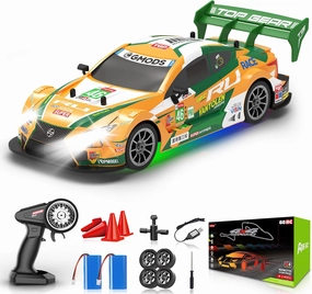 RC Drift Car, Drifting RC Car 1:16 Remote Control Cars 2.4GHz 4WD High Speed Racing Vehicle with Colorful Lights Two Batteries and Drifting Tires Sport Toy Cars for Adults Boys Girls Kids