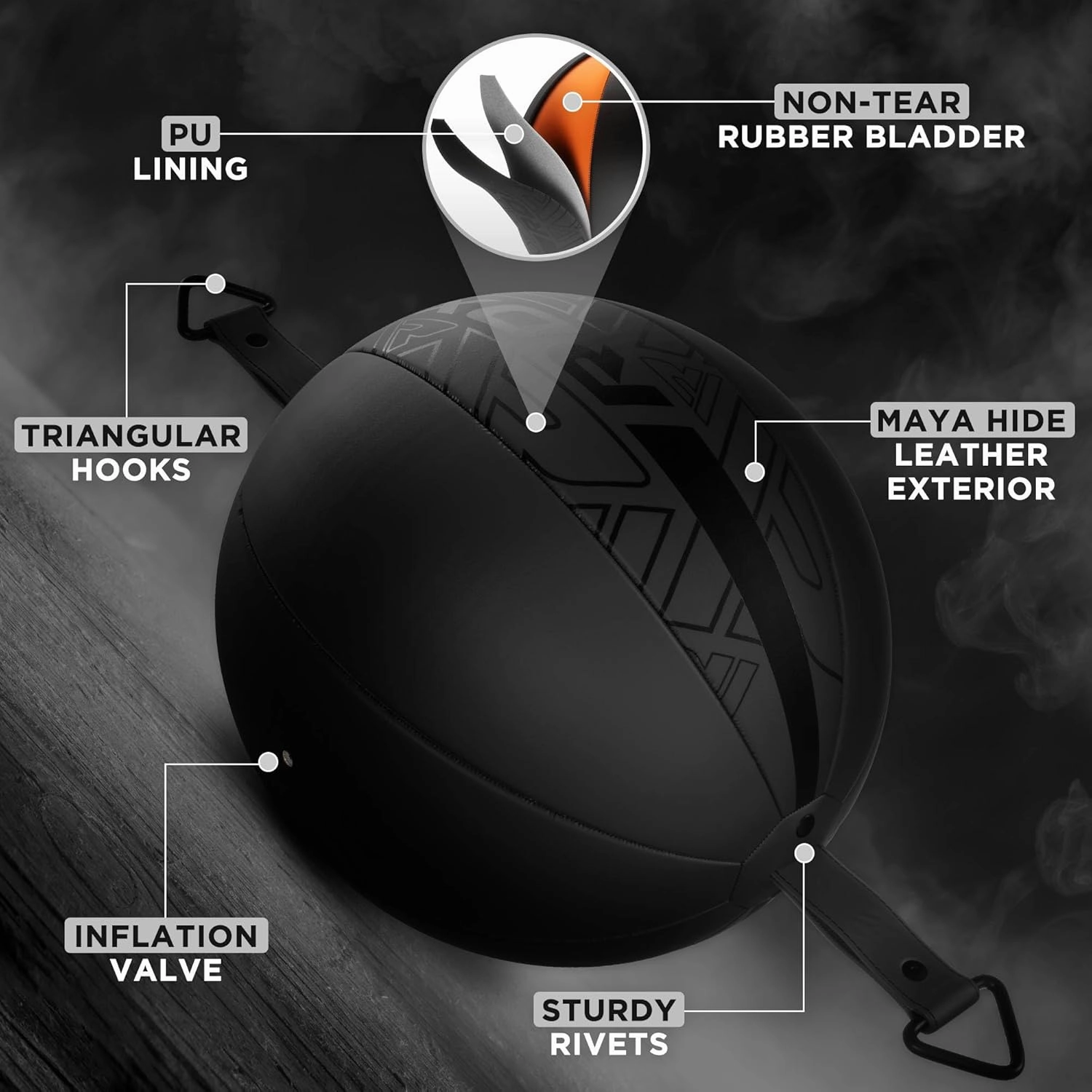RDX Double End Bag Boxing, 70CM Reflex Speed Ball with 48” Stretchable Bungee Cord, Maya Hide Leather Lightweight Punching Rebound Ball for Striking MMA Muay Thai Training, Home Gym Workouts