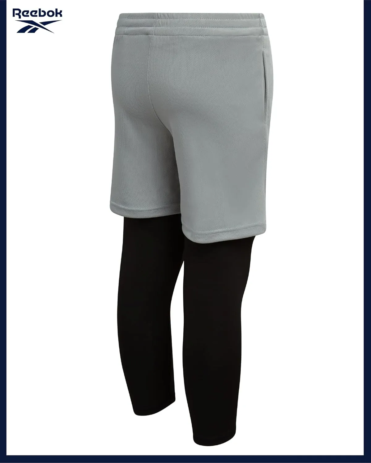 Reebok Boys Basketball Shorts - 2-in-1 Boys Athletic Shorts for Running with Compression Leggings, Pockets, and Drawstring
