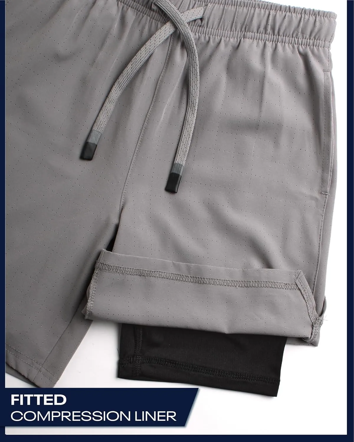 Reebok Boys Shorts - 2 in 1 Basketball Shorts with Compression Liner and Pockets - Gym and Running Boys Athletic Shorts