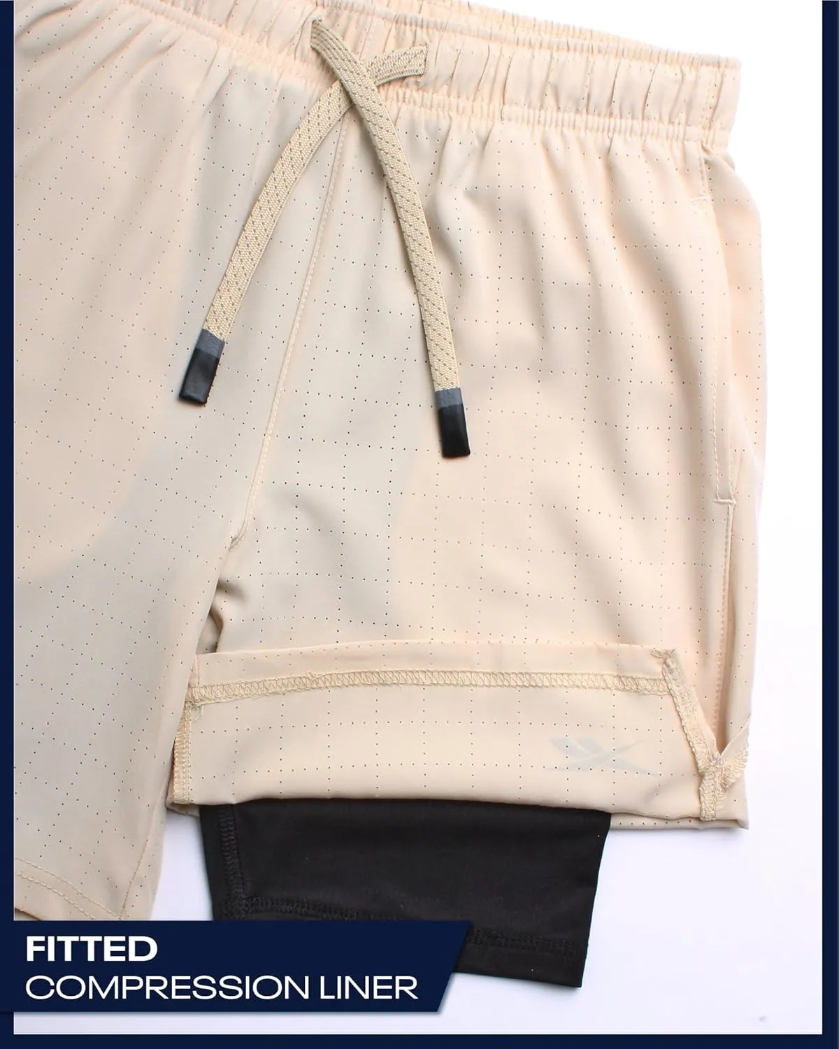Reebok Boys Shorts - 2 in 1 Basketball Shorts with Compression Liner and Pockets - Gym and Running Boys Athletic Shorts