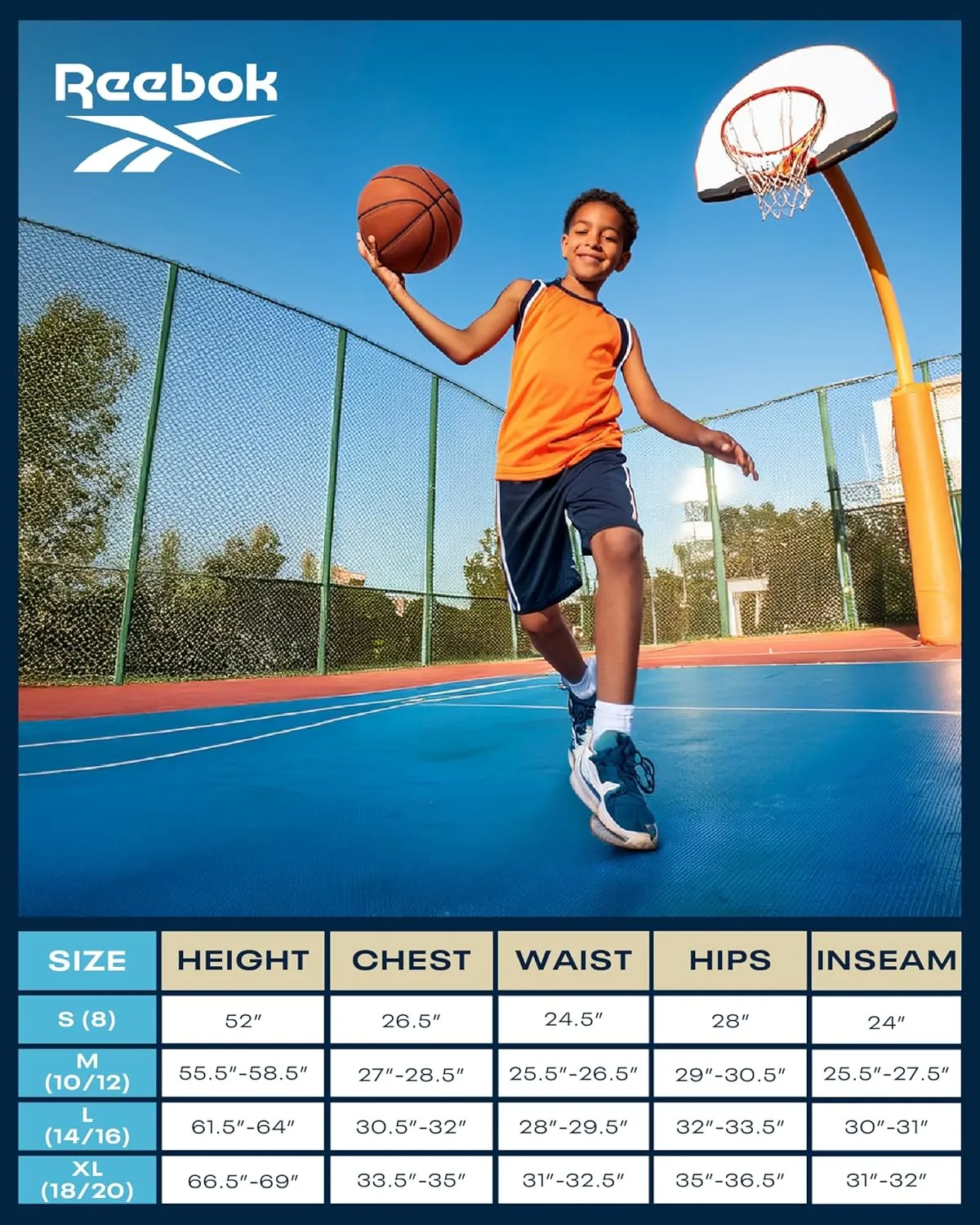 Reebok Boys Shorts - 2 in 1 Basketball Shorts with Compression Liner and Pockets - Gym and Running Boys Athletic Shorts