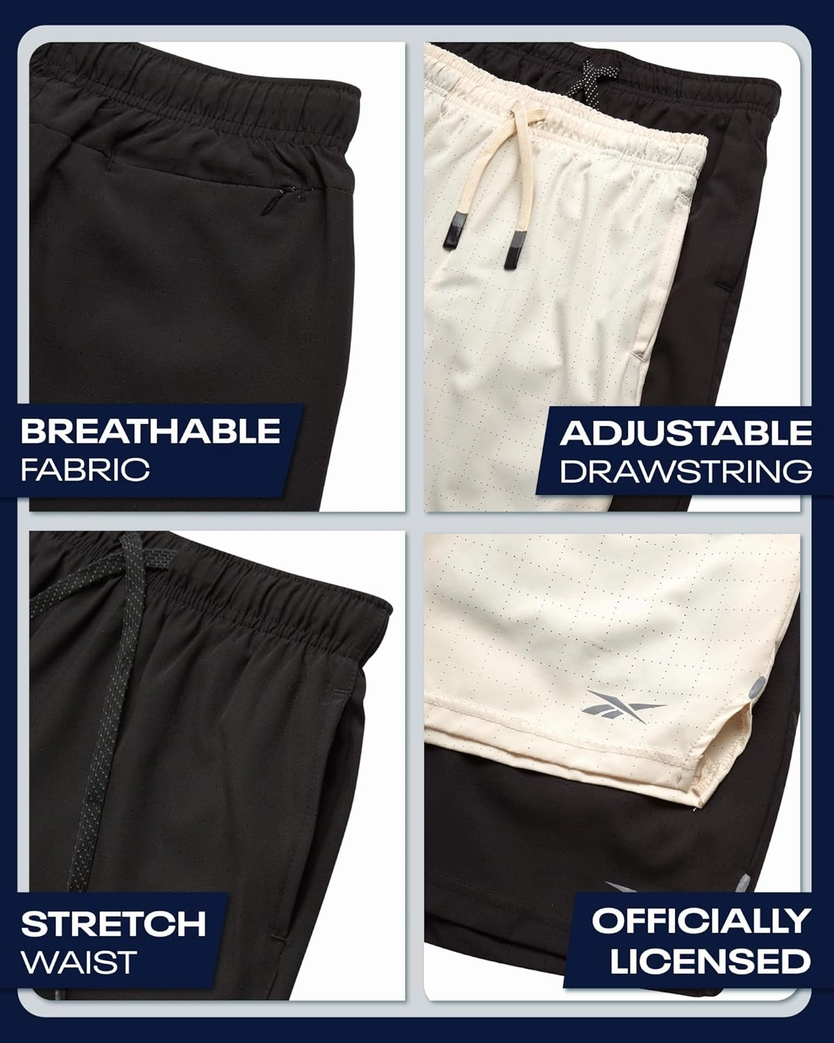 Reebok Boys Athletic Shorts 2 Pack – 2-in-1 Boys Basketball Shorts with Compression Liner – Quick Dry Running Shorts