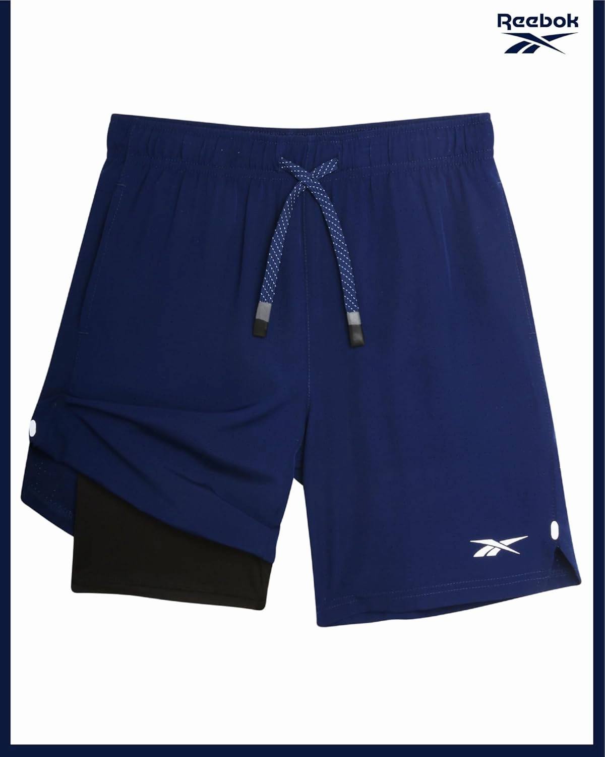 Reebok Boys Athletic Shorts 2 Pack – 2-in-1 Boys Basketball Shorts with Compression Liner – Quick Dry Running Shorts