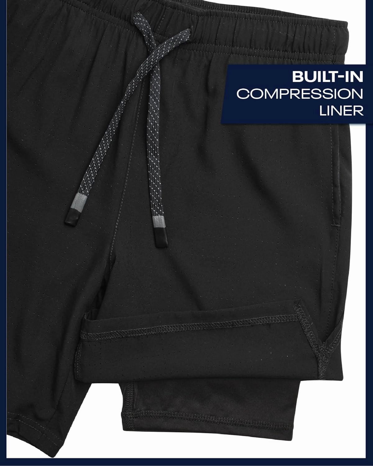 Reebok Boys Athletic Shorts 2 Pack – 2-in-1 Boys Basketball Shorts with Compression Liner – Quick Dry Running Shorts