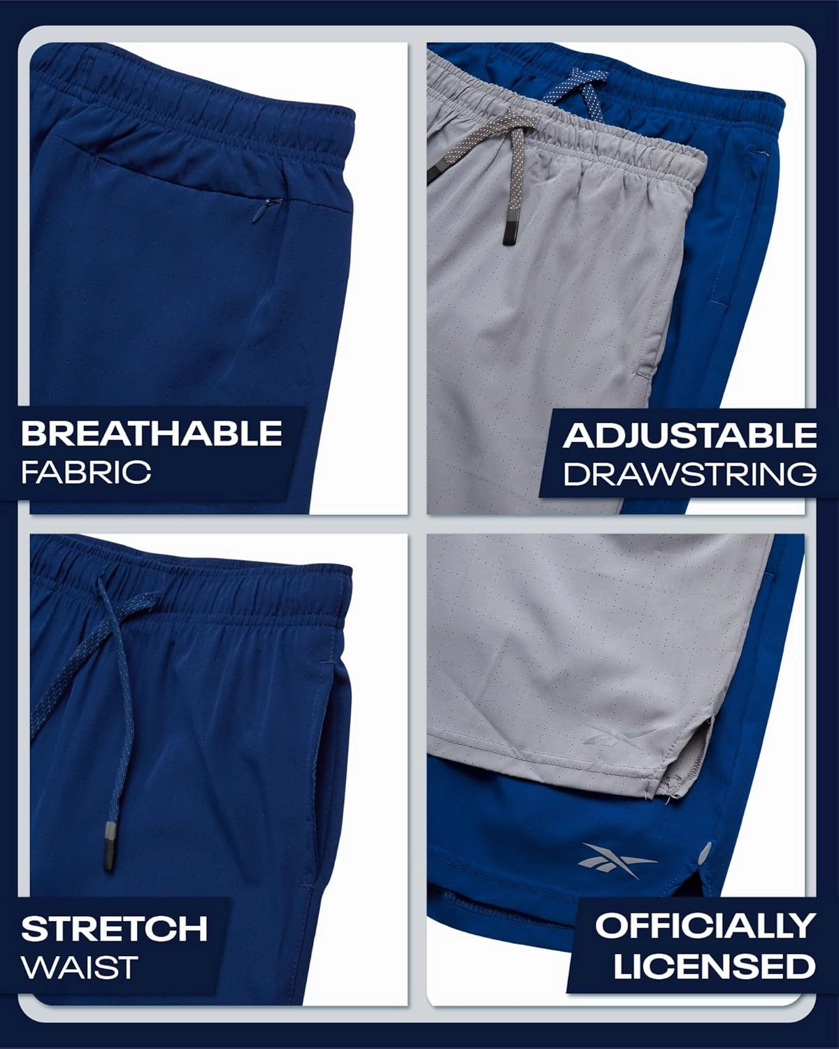 Reebok Boys Athletic Shorts 2 Pack – 2-in-1 Boys Basketball Shorts with Compression Liner – Quick Dry Running Shorts