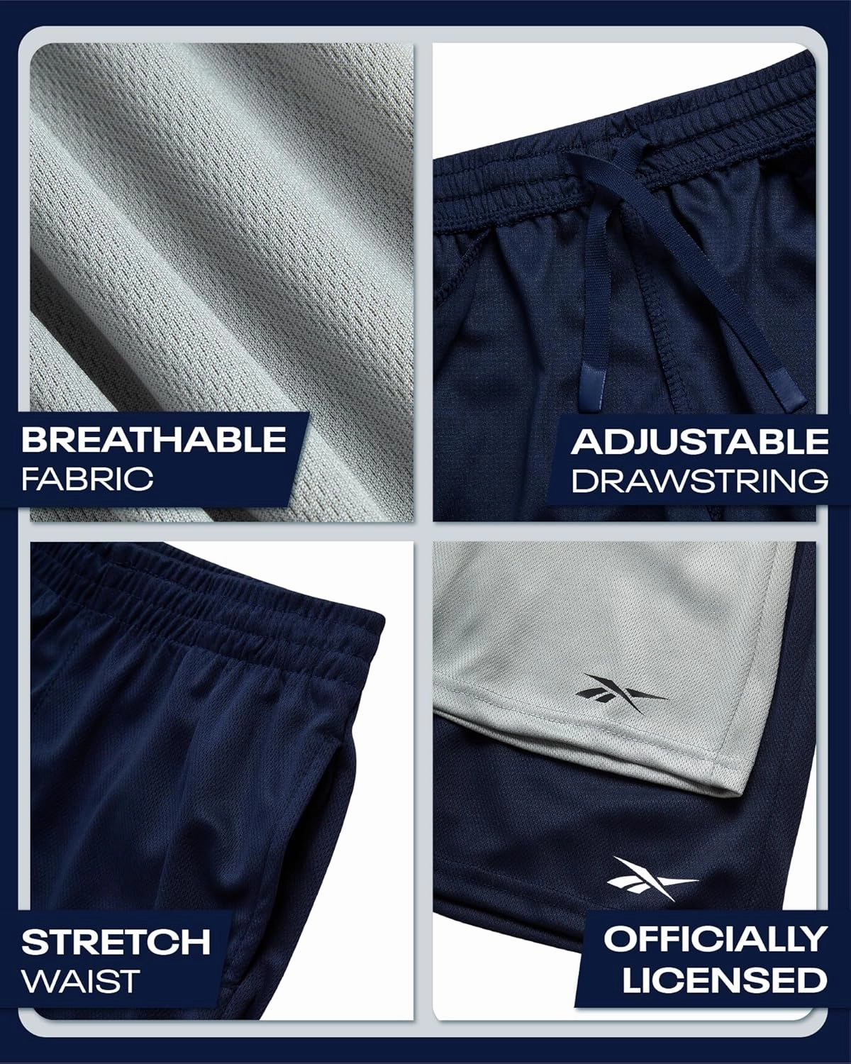 Reebok Boys Basketball Shorts 2 Pack – Mesh Athletic Shorts for Boys, Gym Shorts for Basketball, Running, and Everyday Play