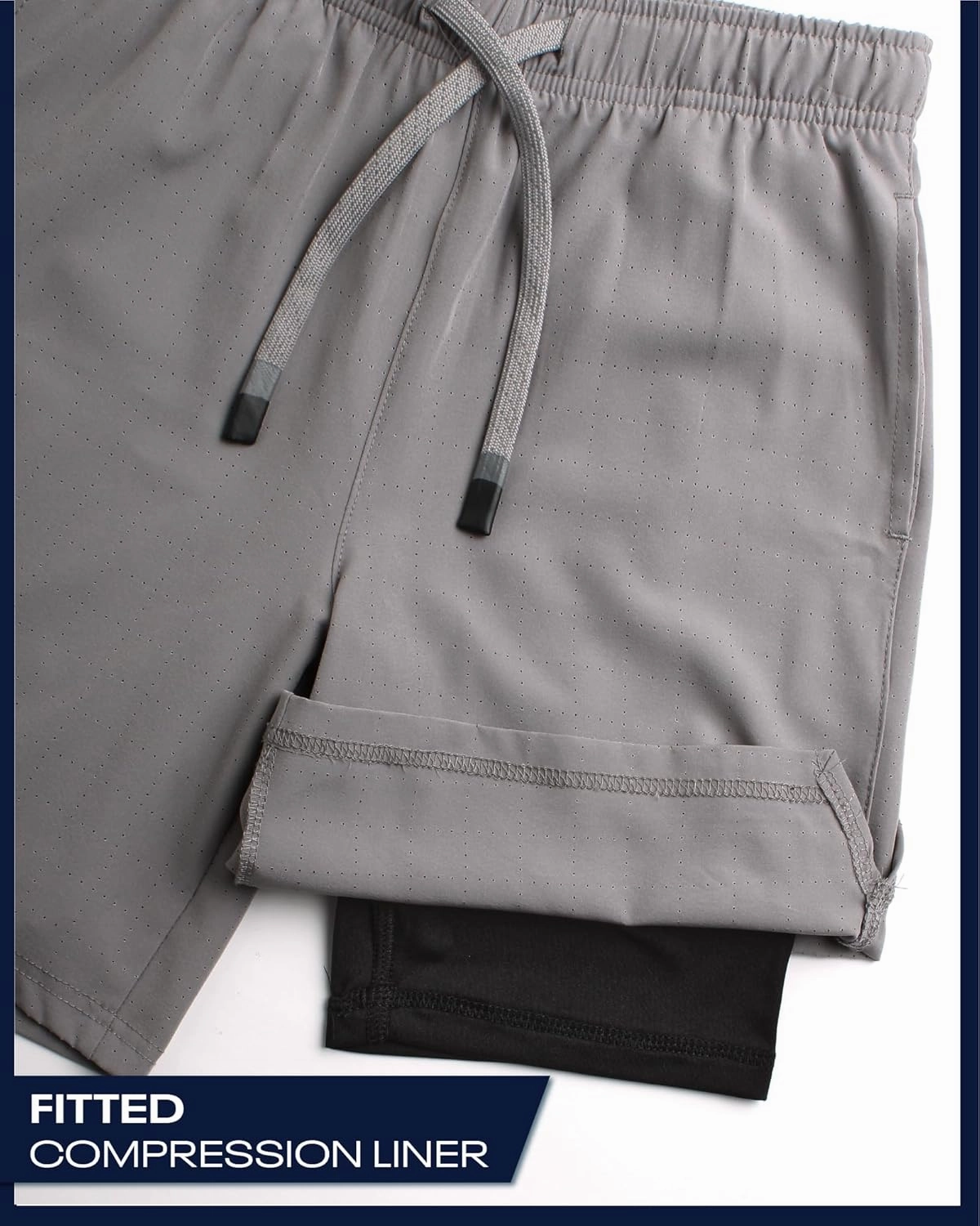Reebok Boys Shorts - 2 in 1 Basketball Shorts with Compression Liner and Pockets - Gym and Running Boys Athletic Shorts