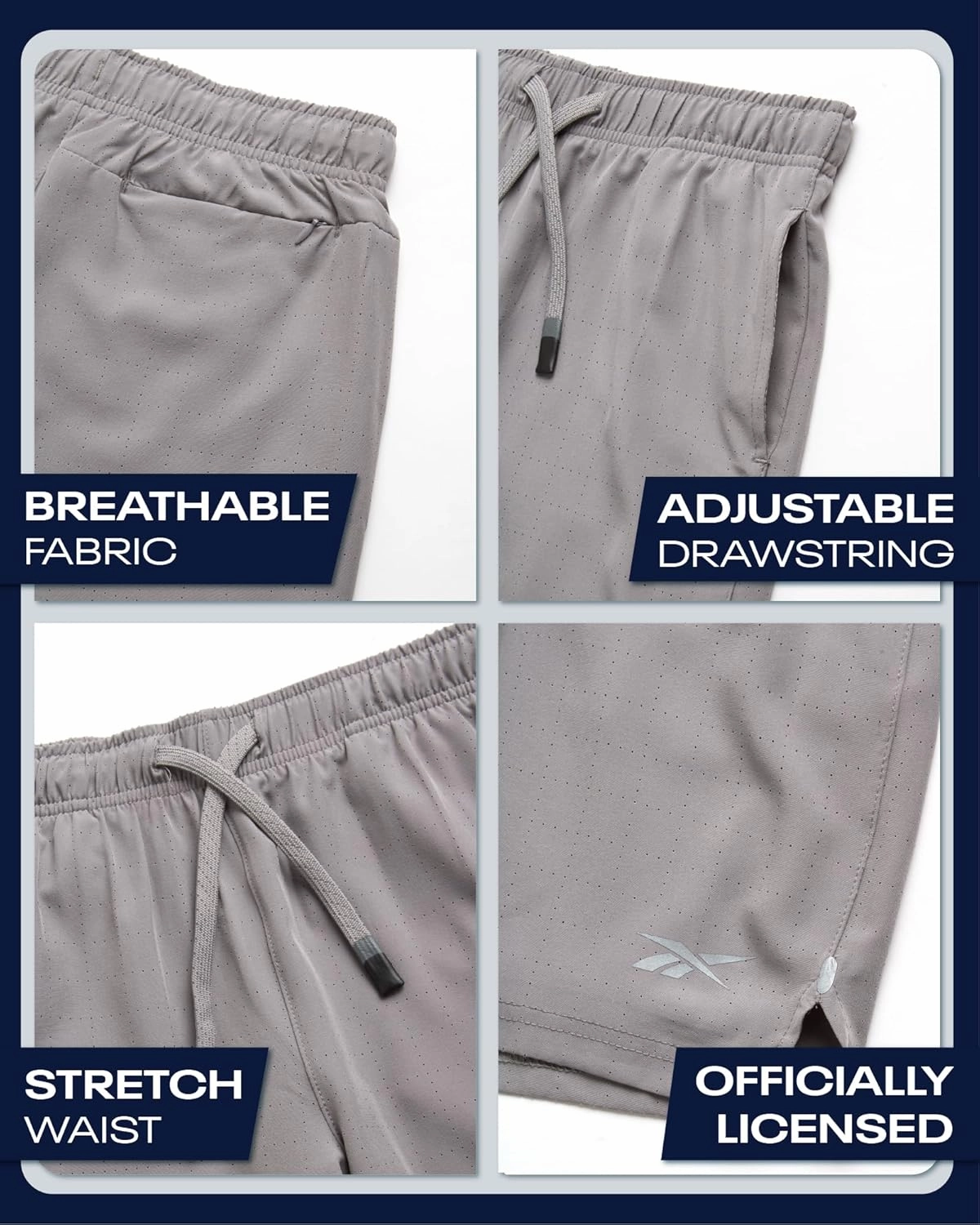 Reebok Boys Shorts - 2 in 1 Basketball Shorts with Compression Liner and Pockets - Gym and Running Boys Athletic Shorts