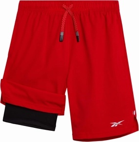 Reebok Boys Shorts - 2 in 1 Basketball Shorts with Compression Liner and Pockets - Gym and Running Boys Athletic Shorts