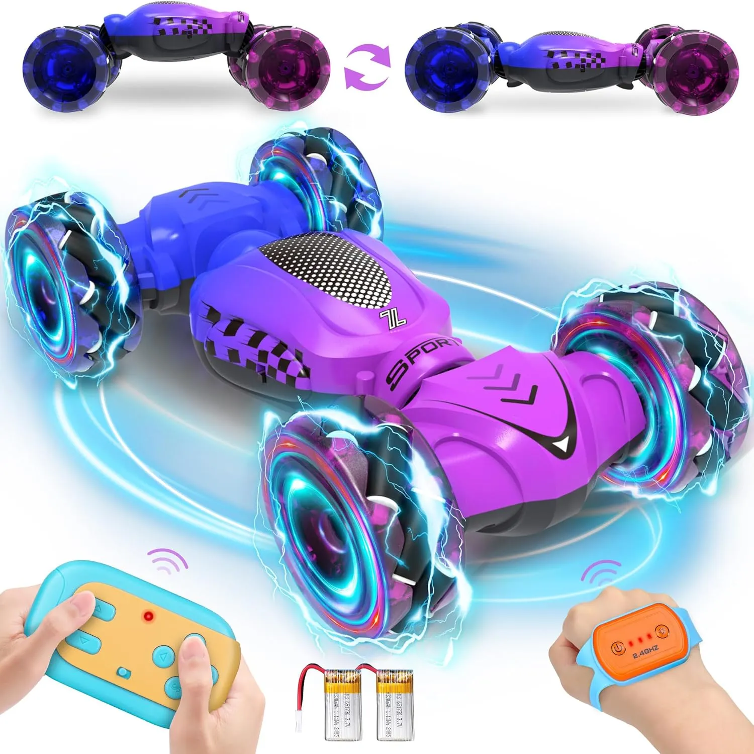 Remote Control Car for Boys 4-7, Toys for Ages 5-7, Gift for 4 5 6 7 8-13 Years Old, for Kids, Gesture Sensing RC Stunt Car with Lights, Birthday Gift