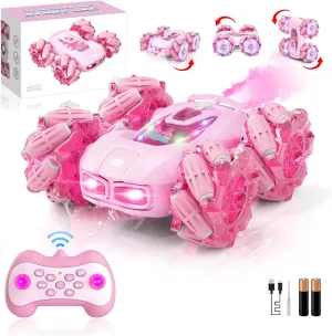 Remote Control Car RC Stunt Cars for Girl 2.4GHz 4WD Remote Cars for Kids, Double Sided 360° Rotating Stunt Drift Car Toys for Girl Ages 4-6 5-7 8-13 - Ideal Birthday for Girls