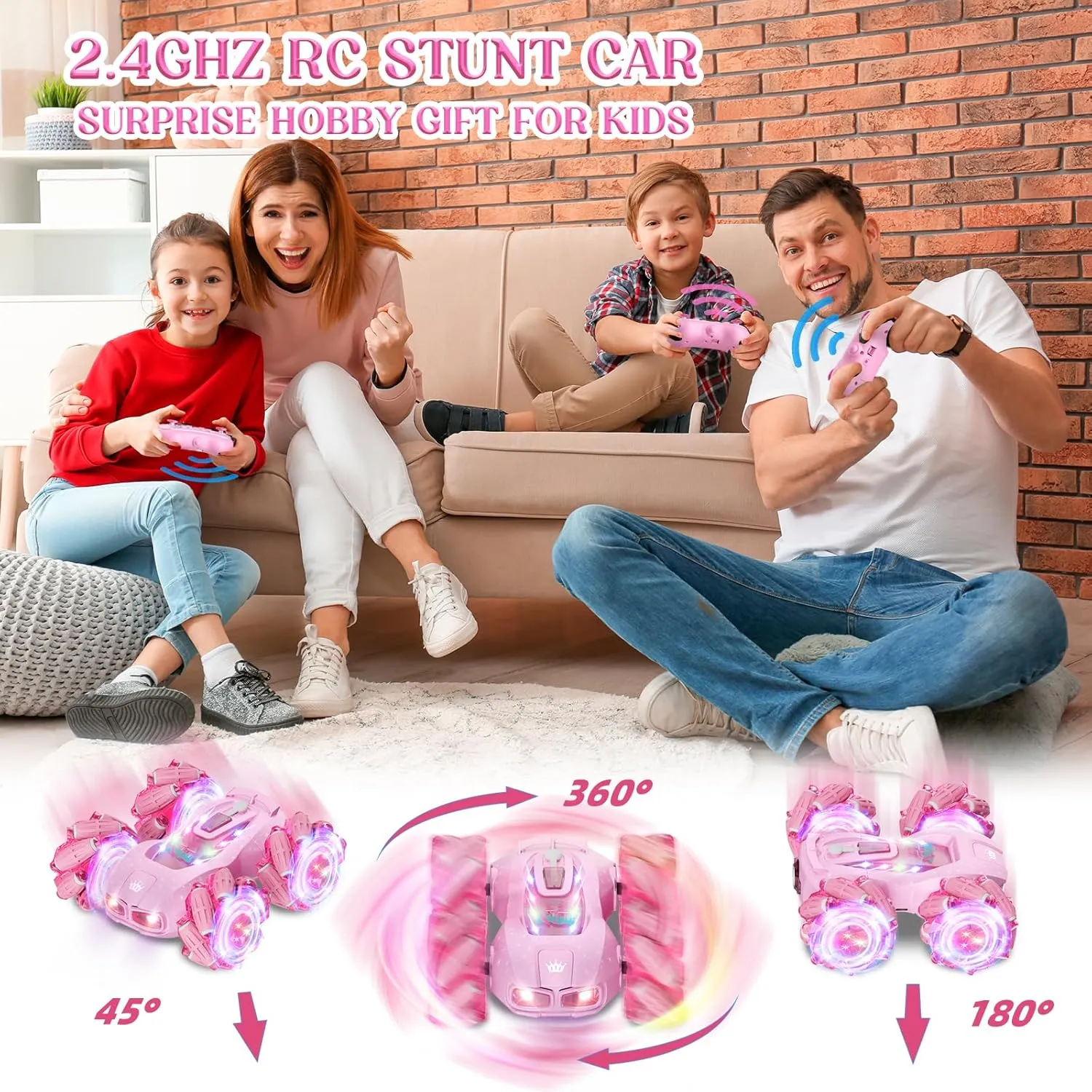 Remote Control Car RC Stunt Cars for Girl 2.4GHz 4WD Remote Cars for Kids, Double Sided 360° Rotating Stunt Drift Car Toys for Girl Ages 4-6 5-7 8-13 - Ideal Birthday for Girls
