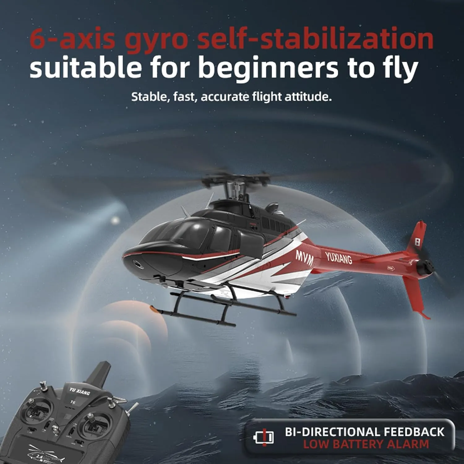 Remote Control Helicopter with Brushless Motors, Altitude Hold, Gyro, Optical Flow Positioning Function, 2.4GHz 6CH Aileronless Mini Aircraft Toy for Beginners Kids Adults
