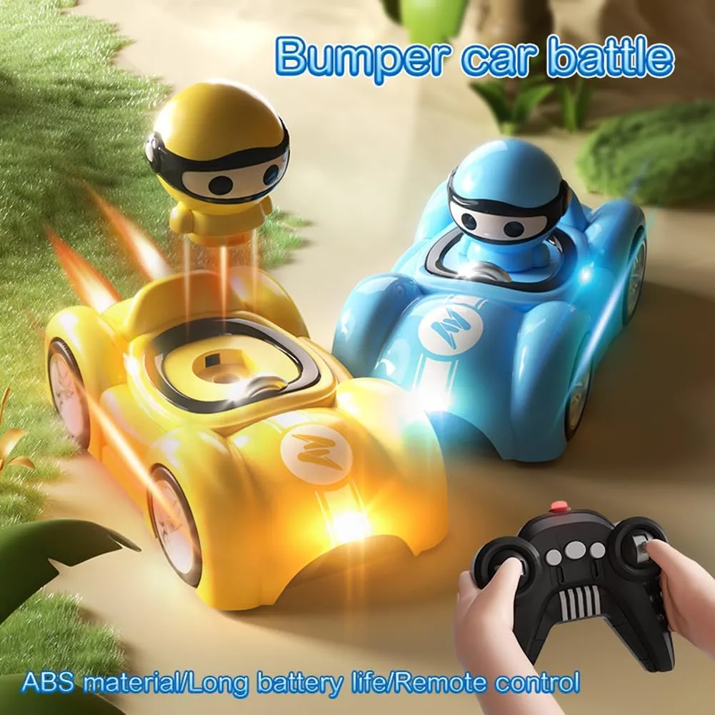 Remote Controlled Speed Bumper Cars, Mini Bumper Ejector Vehicles,RC Stunt Car with Light & Music,Parent-Child Interaction Gifts for Boys Girls,Toy Cars for Kids Birthday Christmas (Yellow)