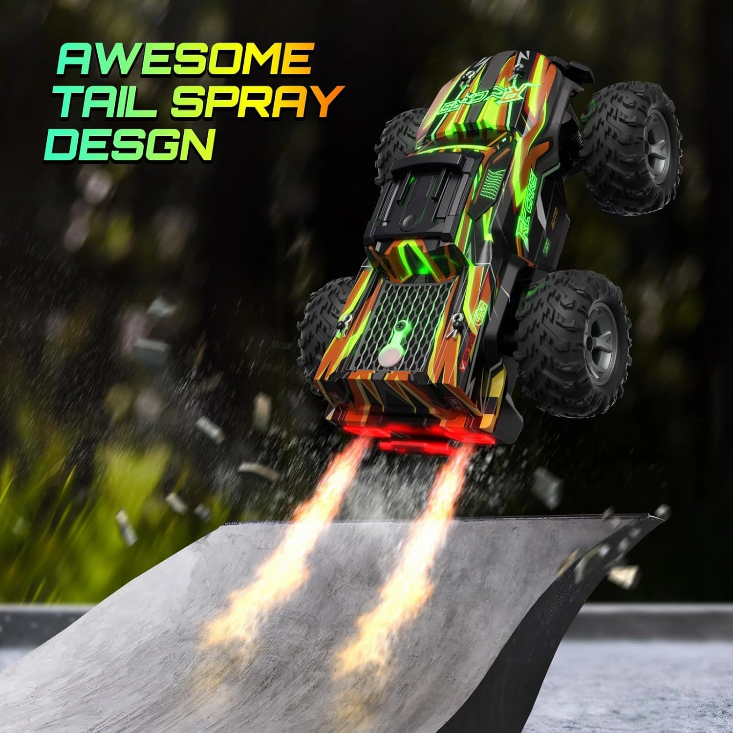 Remote Control Car for Boys, 1:16 Scale All Terrain RC Cars,High Speed 25Km/h Fast Car with Colorful Led Light and Spray, 2x1300mAh Rechargeable Battery RC Truck, Toy Car Gift for Teen Boys Girl Kids