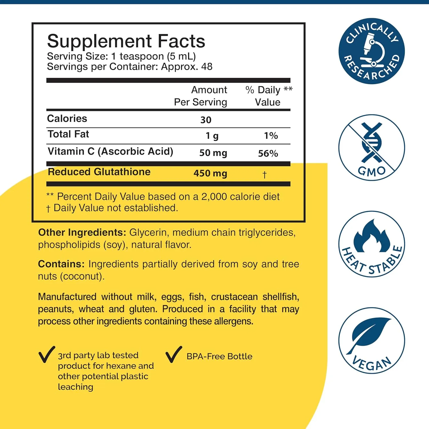 Researched Nutritionals Liposomal Glutathione (450mg) Liquid Gel   Vitamin C - Tri-Fortify - Aid Natural Energy, Immune Support & Detox - Clinically Researched for Absorption - Watermelon (8 Fl Oz)