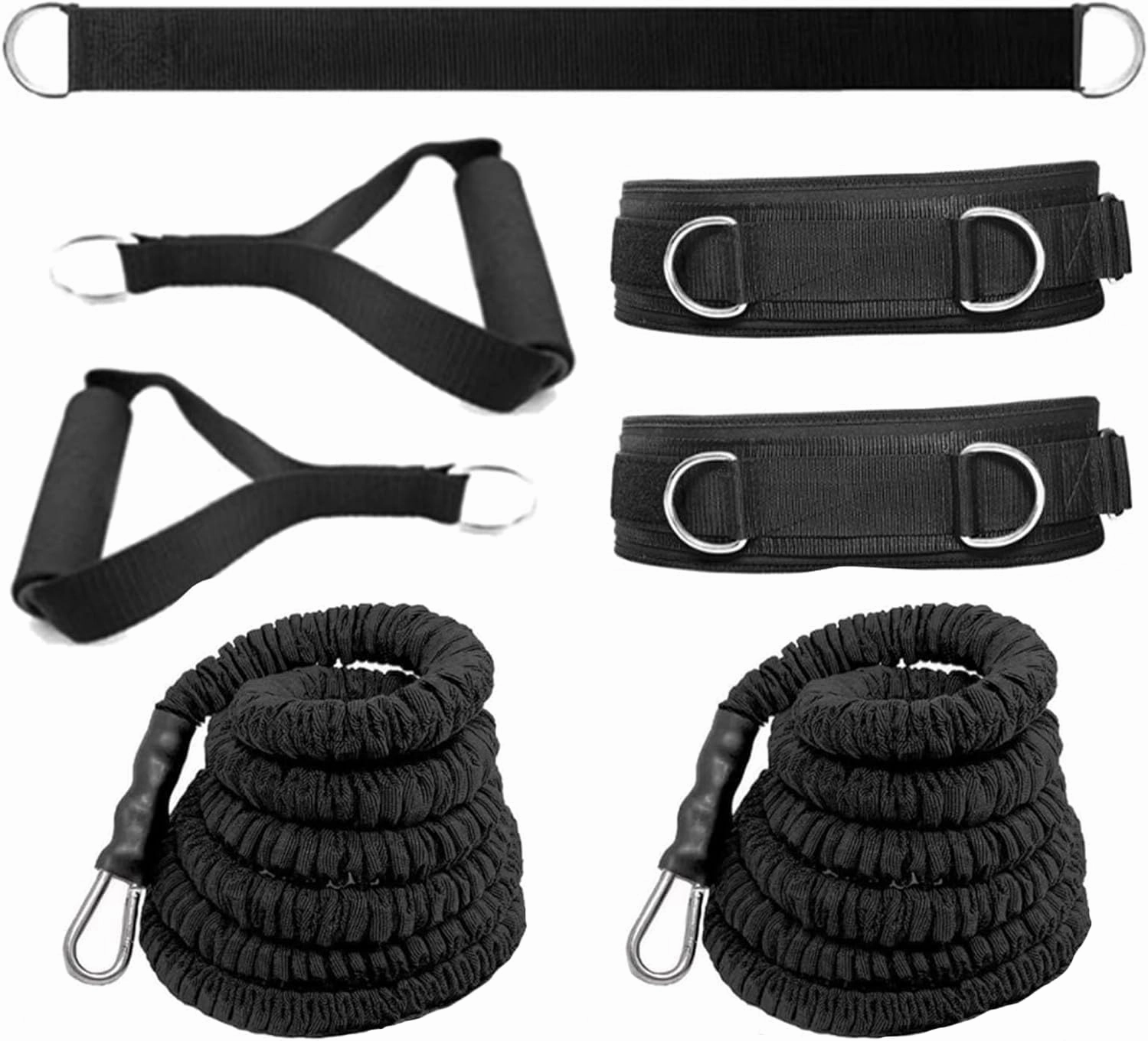 Resistance Speed Training Set, 8pcs Exercise Explosive Force Bounce Physical Equipment Double Rope Improve Agility Power Strength for Jumping Basketball Tennis Football Volleyball