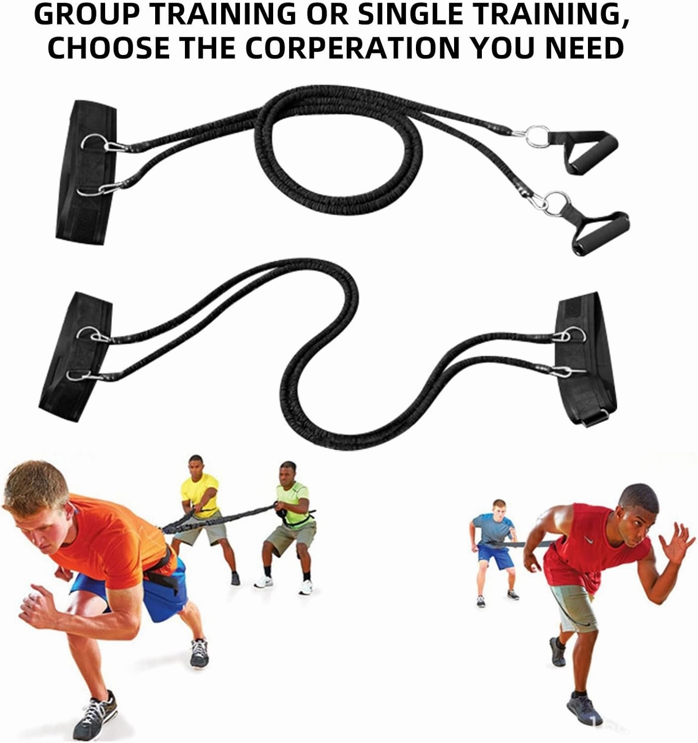 Resistance Speed Training Set, 8pcs Exercise Explosive Force Bounce Physical Equipment Double Rope Improve Agility Power Strength for Jumping Basketball Tennis Football Volleyball
