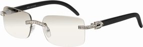 Retro Vintage Style Rimless Clear Lens Sunglasses for Women & Men Luxury Glasses Fashion Crystal Wood Eyewear Shades