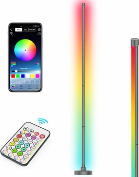 RGB Floor Lamp, Color Changing LED Corner Lamp with Bluetooth & Remote Control, Dimmable Modern Floor Lamp with 16 Million DIY Colors, Music Sync & Timing Function for Living Room, Gaming Room