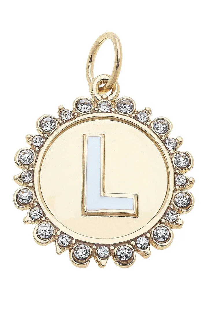Rhinestone Disc Letter Charms