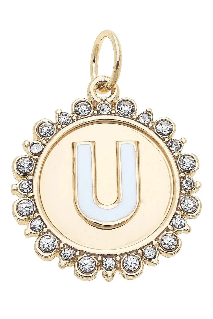 Rhinestone Disc Letter Charms