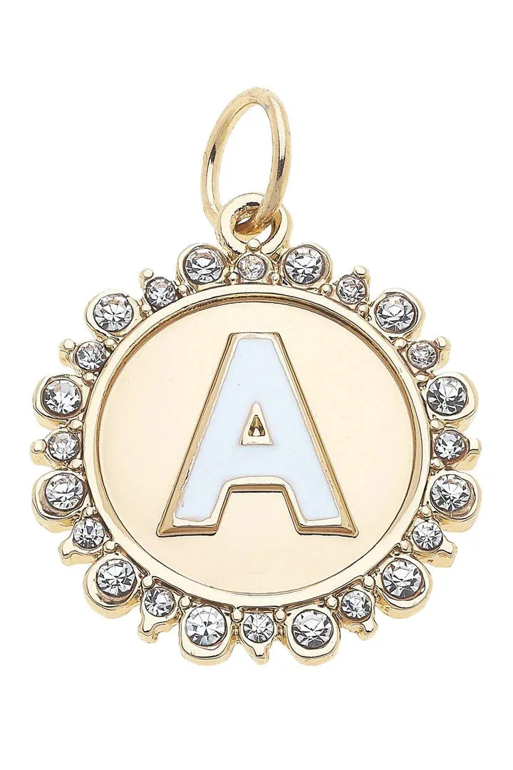 Rhinestone Disc Letter Charms
