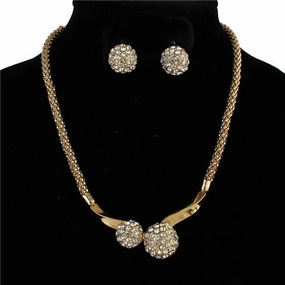 Rhinestone Ball Necklace Set