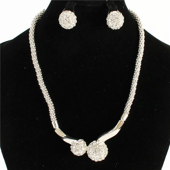 Rhinestone Ball Necklace Set