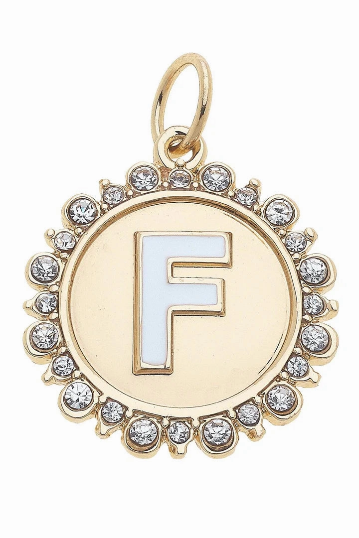 Rhinestone Disc Letter Charms