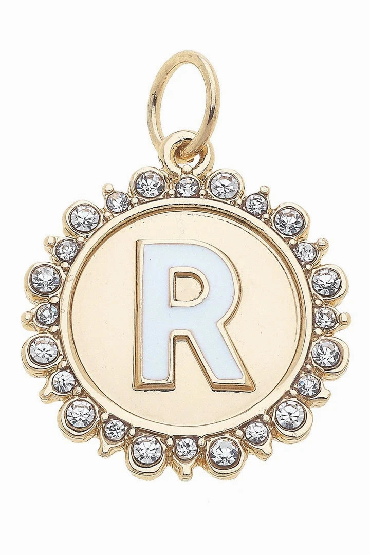 Rhinestone Disc Letter Charms
