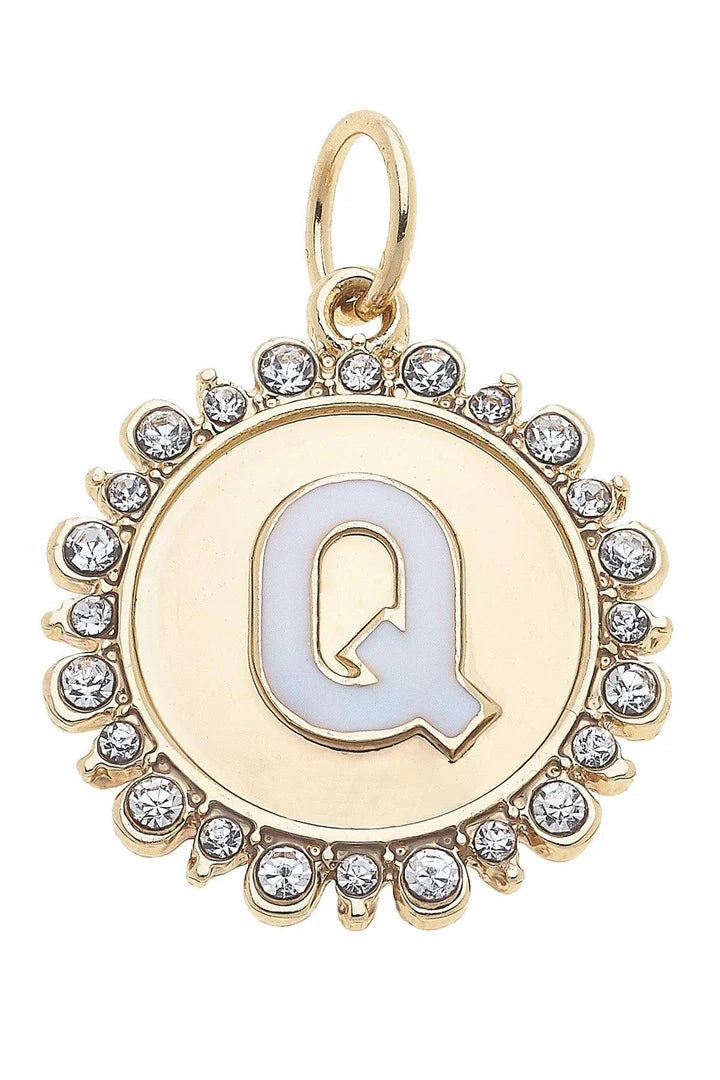 Rhinestone Disc Letter Charms
