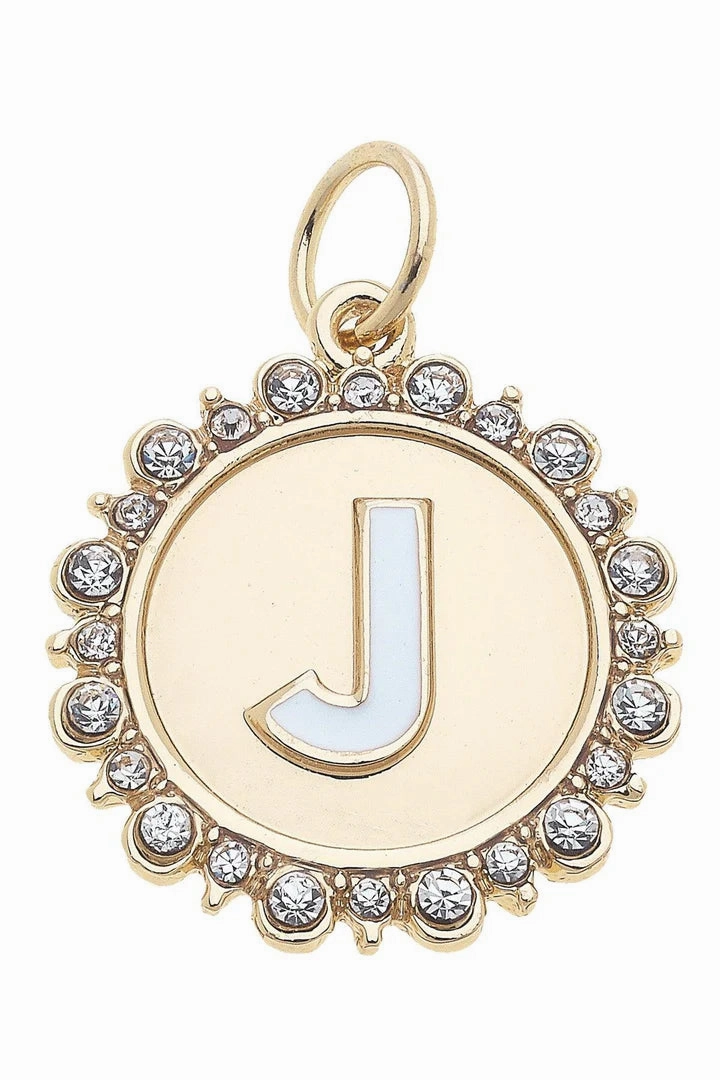 Rhinestone Disc Letter Charms