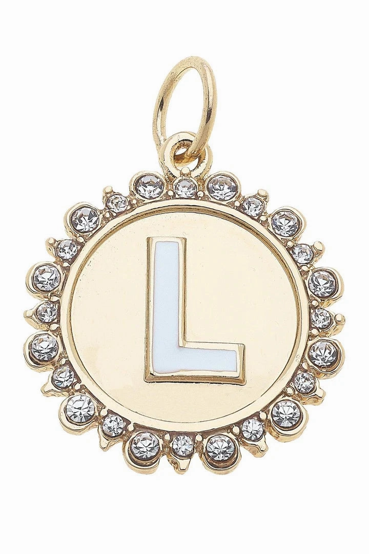 Rhinestone Disc Letter Charms
