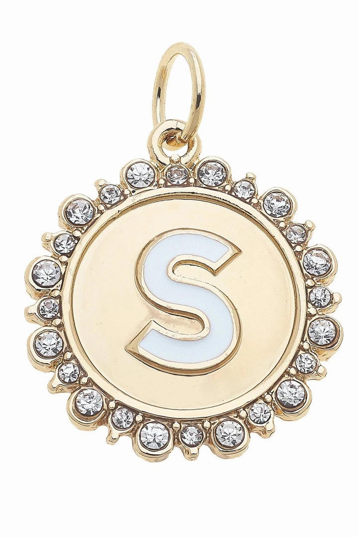 Rhinestone Disc Letter Charms
