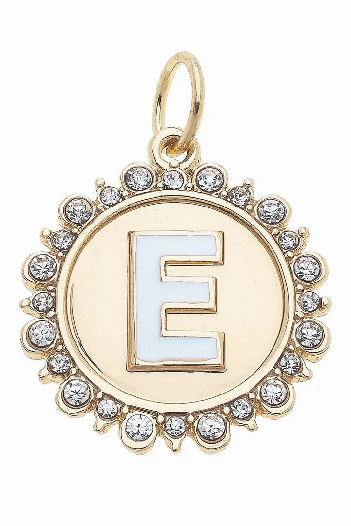 Rhinestone Disc Letter Charms