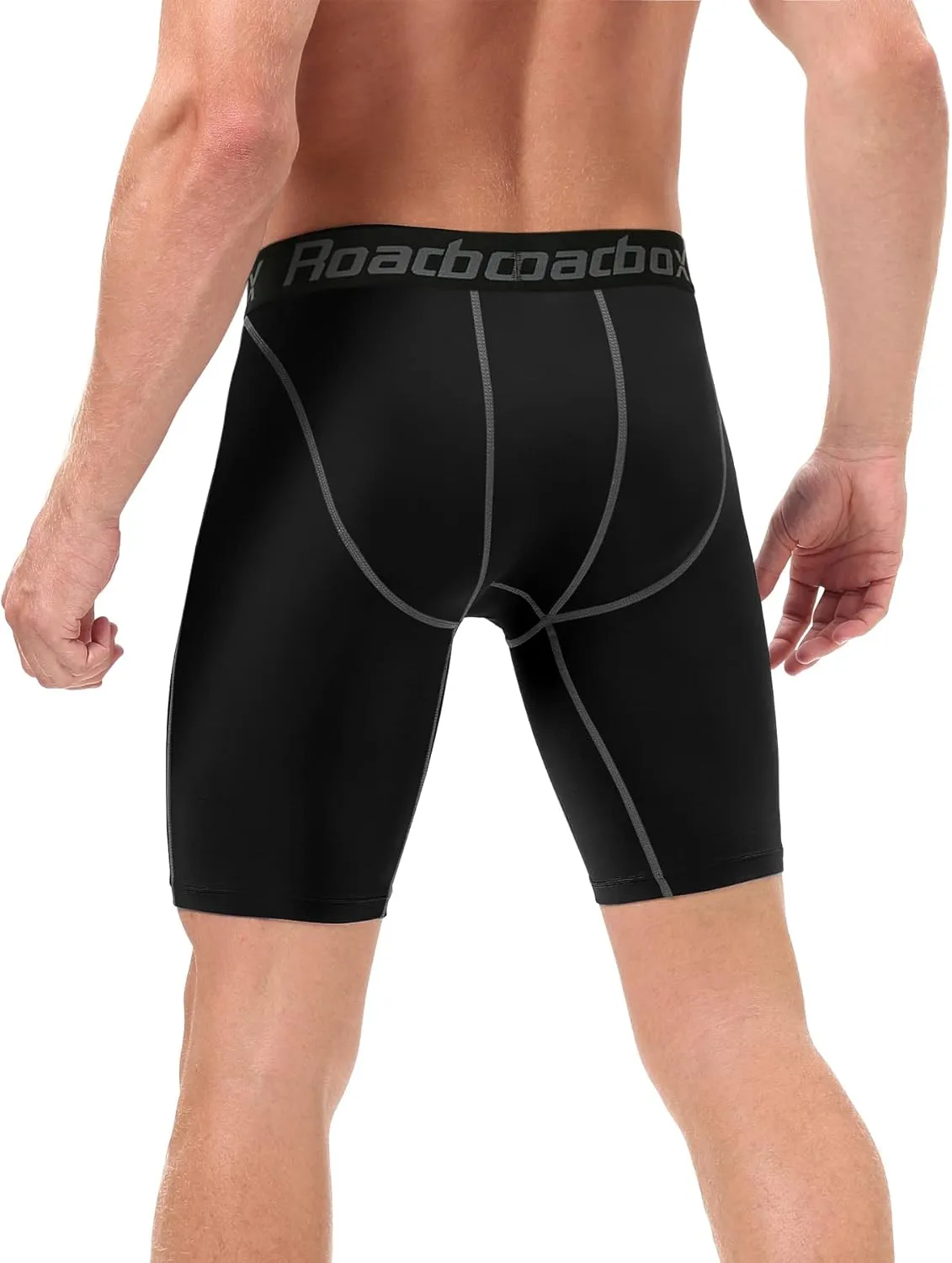 Roadbox Compression Shorts for Men, 3 Pack Athletic Workout Underwear, Running Gym Spandex Base Layer Boxer Briefs