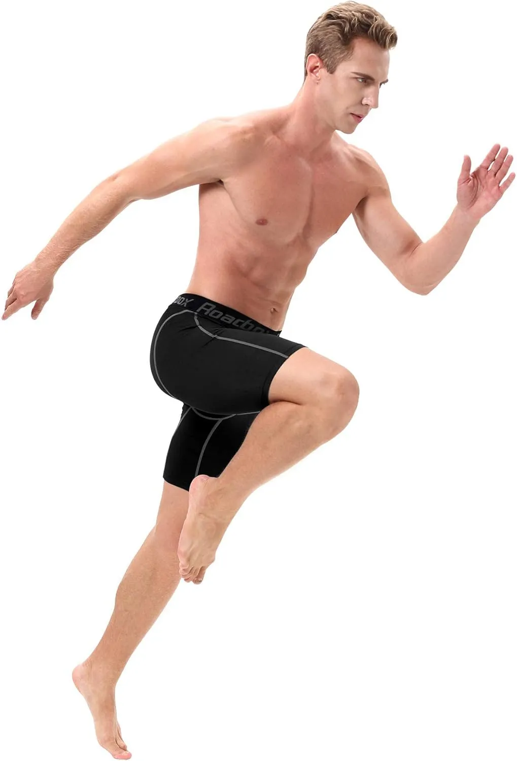 Roadbox Compression Shorts for Men, 3 Pack Athletic Workout Underwear, Running Gym Spandex Base Layer Boxer Briefs