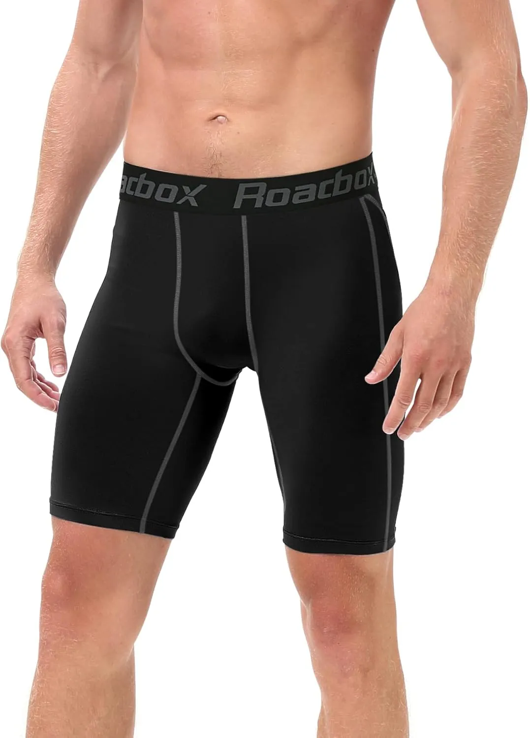 Roadbox Compression Shorts for Men, 3 Pack Athletic Workout Underwear, Running Gym Spandex Base Layer Boxer Briefs