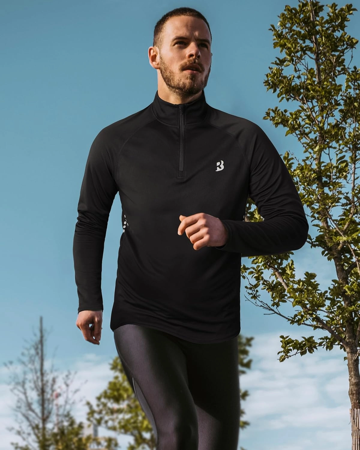 Roadbox UPF 50  Running Shirts for Men - Long Sleeve Quick Dry 1/4 Zip Pullover for Fishing Outdoor Hiking Athletic Workout