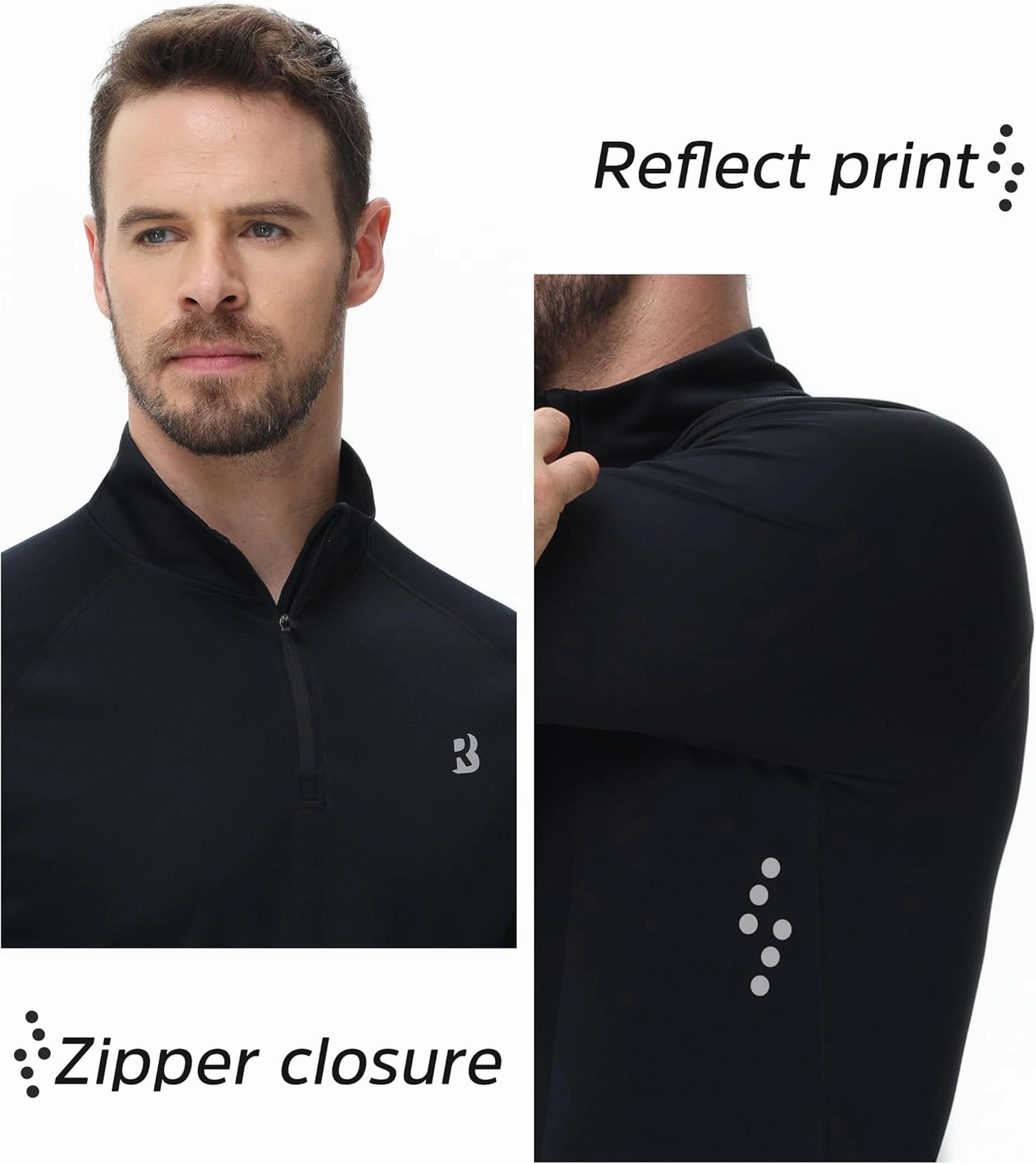Roadbox UPF 50  Running Shirts for Men - Long Sleeve Quick Dry 1/4 Zip Pullover for Fishing Outdoor Hiking Athletic Workout