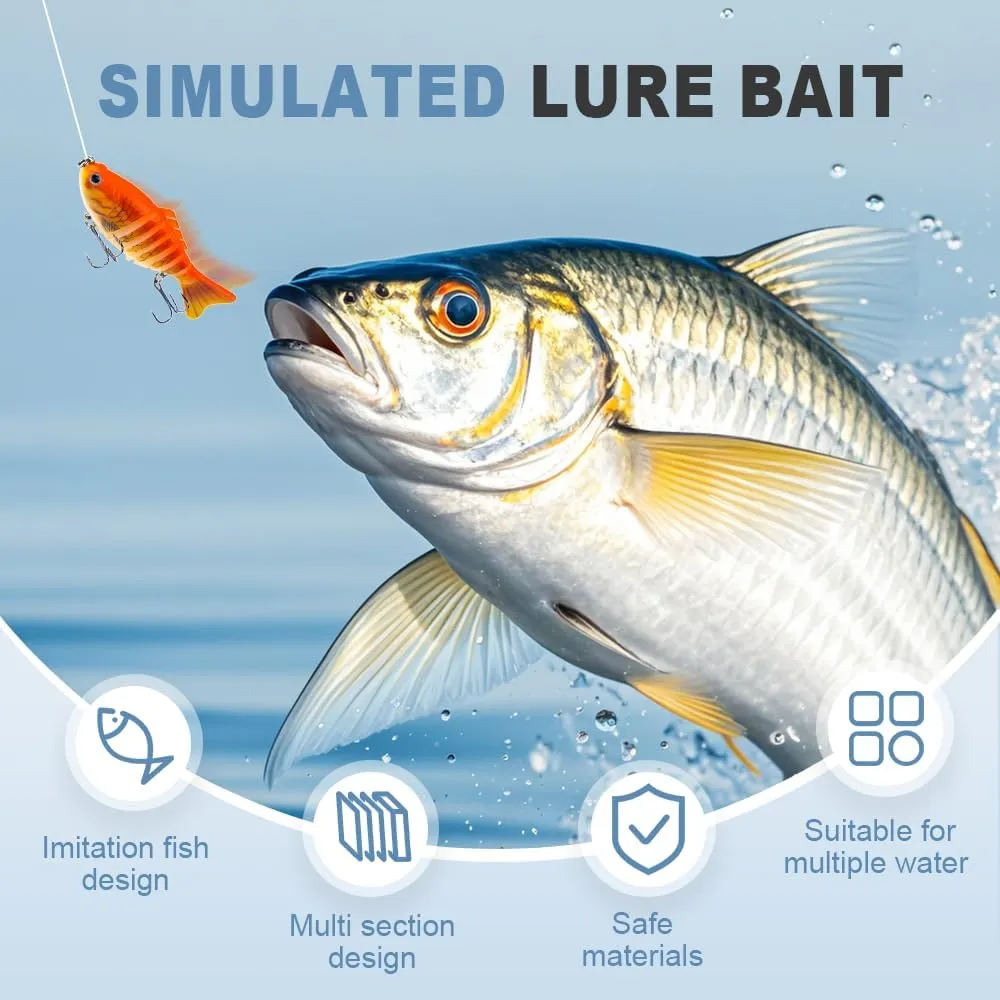 Robotic Fishing Lure, 2025 Upgrade 3D Swimming Bait for Freshwater and Saltwater, Fishing Gear Attracts Fishing Lures Walleye Trout Bass, Fishing Lures for Beginners, Amateurs and Professionals