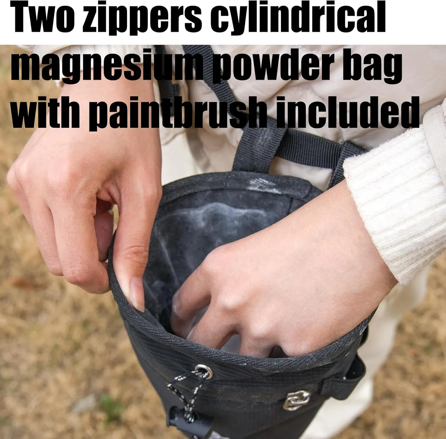 Rock Climbing Chalk Bag with Brush & Zippers Pockets Adjustable Bouldering Chalk Bag Bucket for Gym Climbing Gymnastic