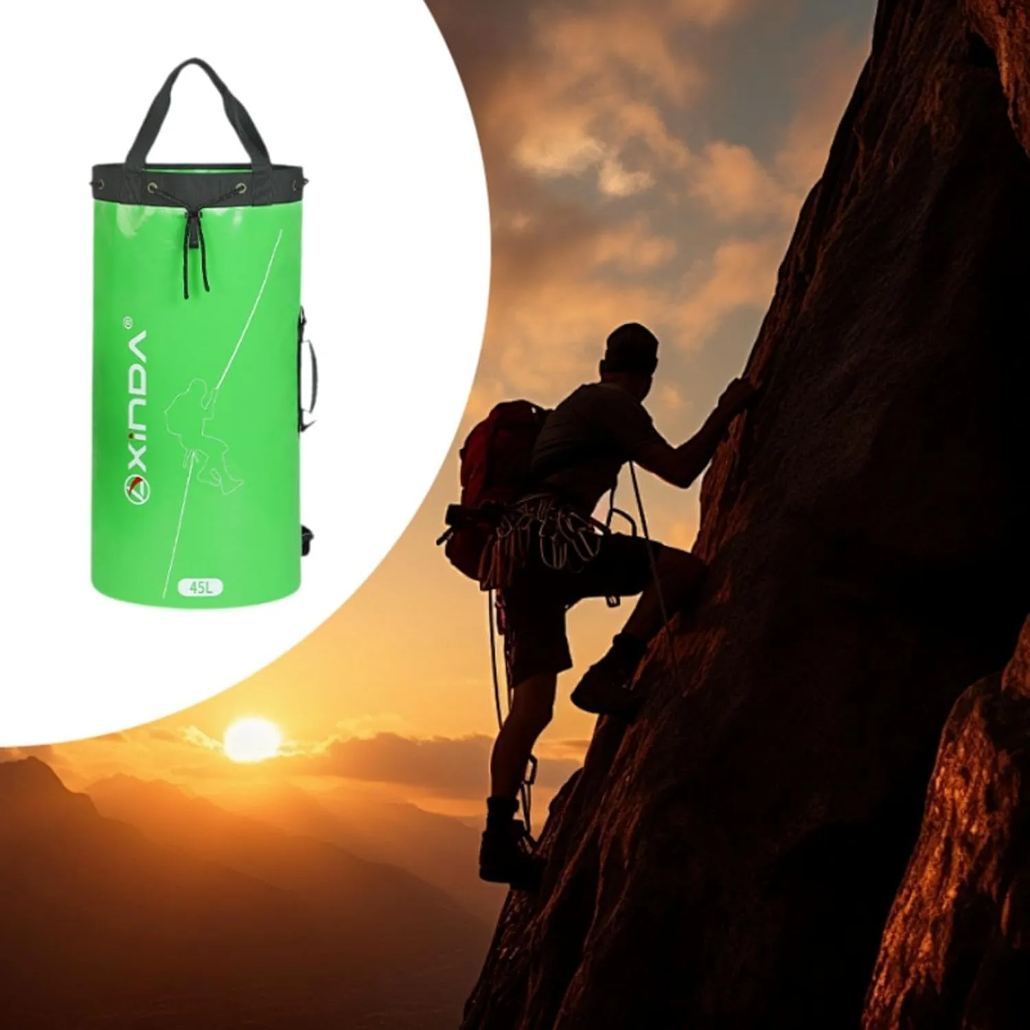 Rope Storage Bag,Rock Climbing Backpack,Supplies Waterproof Equipment Accessories,Sturdy for Outdoor Climbing Trekking Hiking