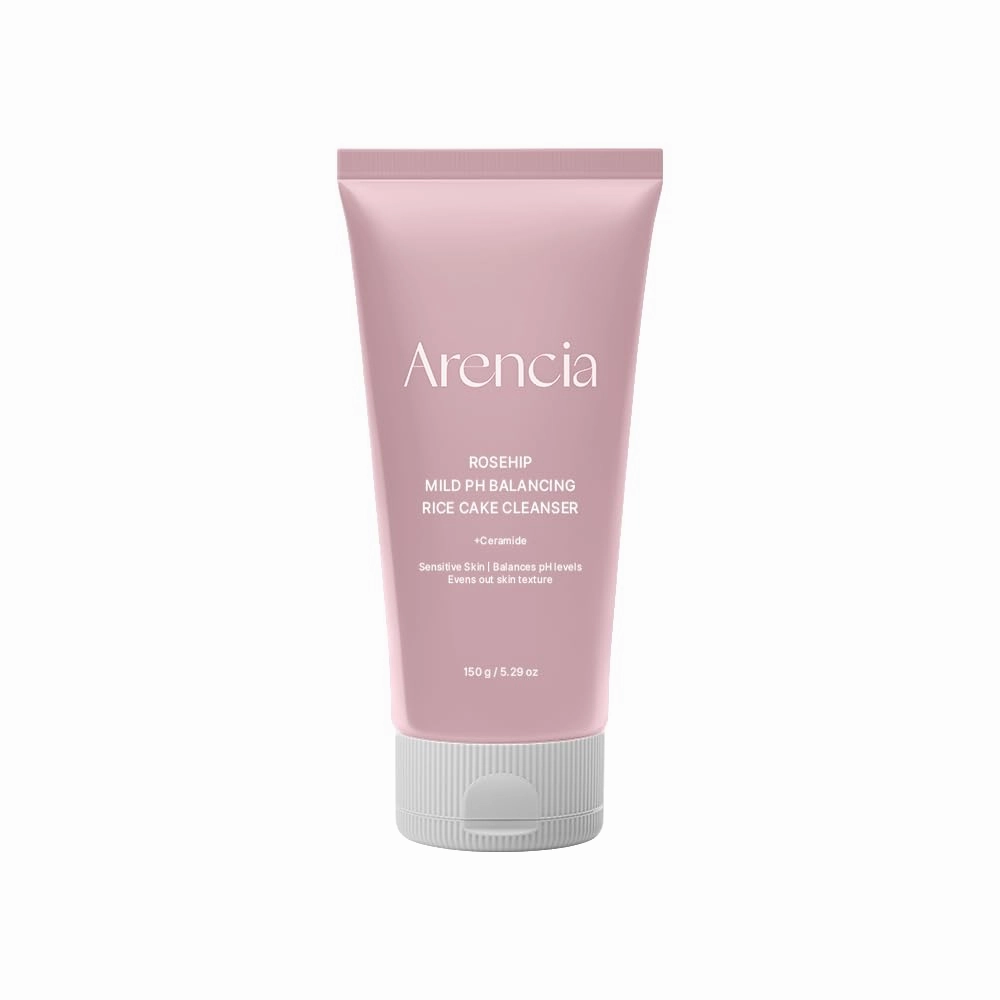 Rosehip Rice Cake Cleanser, pH Balancing Face Wash with Ceramide for Sensitive Skin, 5.29 oz